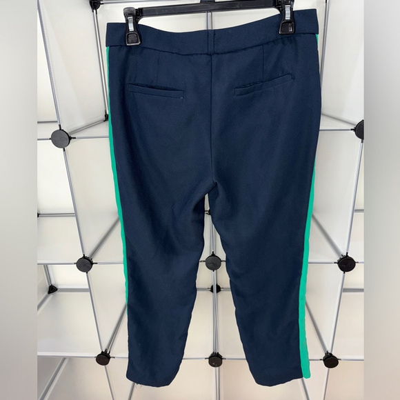 BANANA REPUBLIC Avery Navy Green Side Stripe Crepe Straight Ankle Pants 2 Petite - Picture 9 of 10
